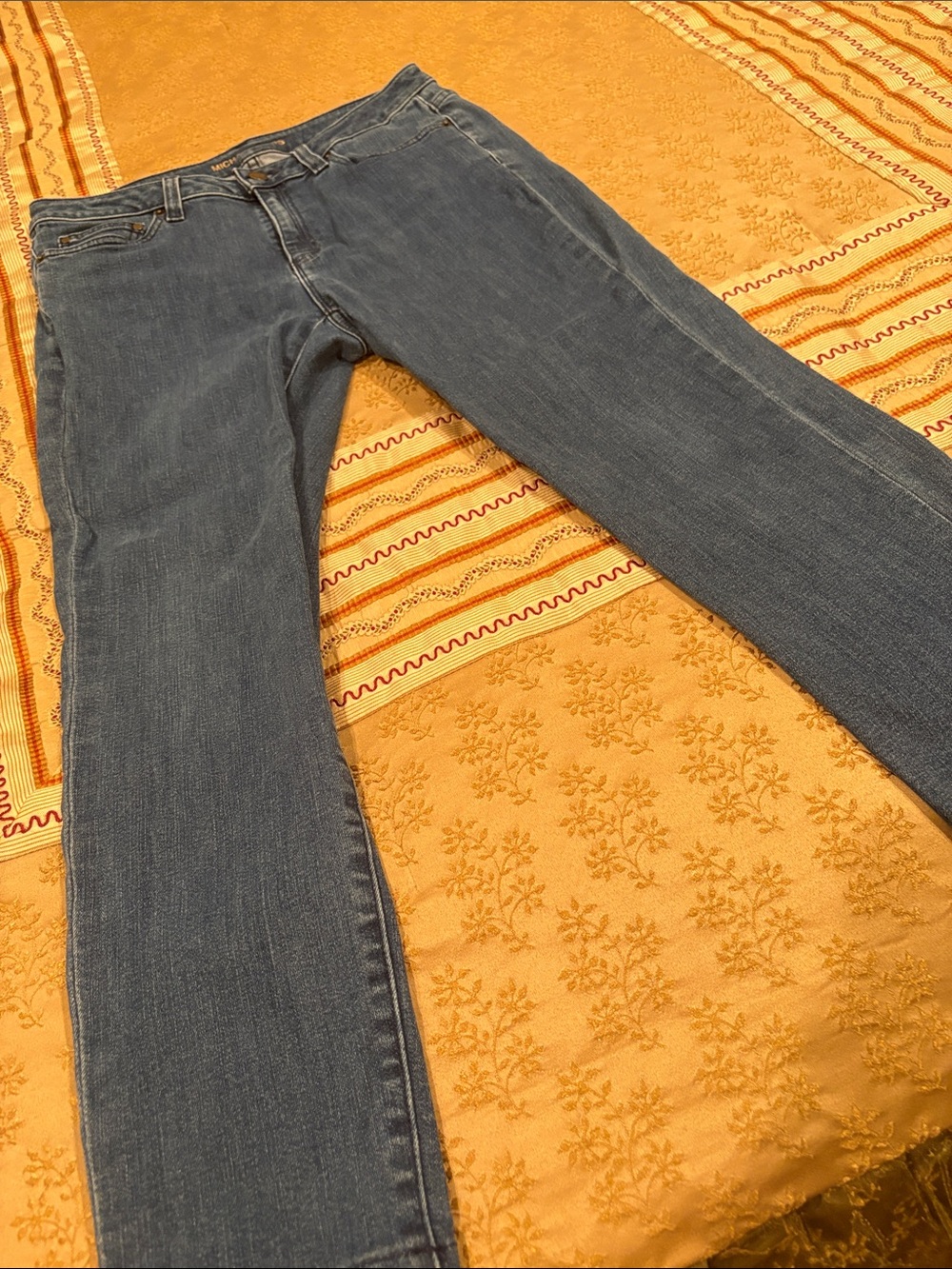 Michael Kors Straight Dark Blue Jeans, Classic, Cotton Blend, “Selma Skinny,” 8